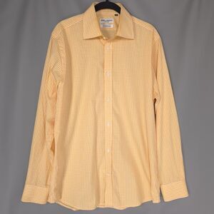 SPIER & MACKAY Mens Dress Shirt 16 Handmade 100% Cotton Premium Gingham‎ Yellow